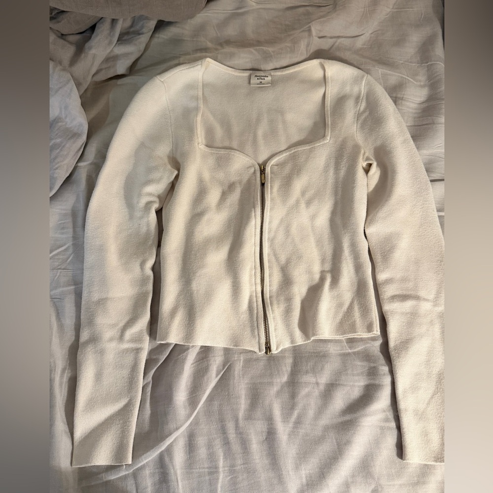 abercrombie & fitch cardigan top, xs, ivory
